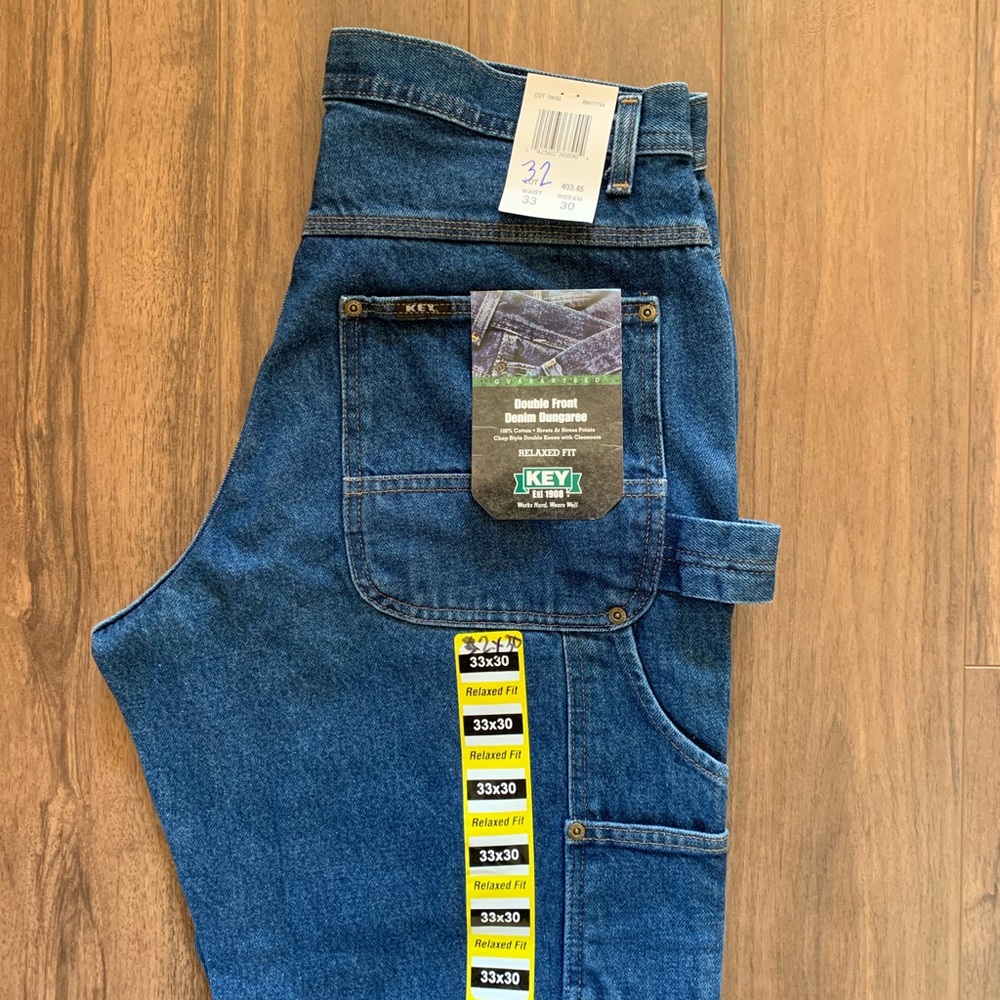 Key Double Front Denim Dungaree Jeans